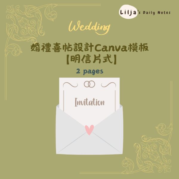 【婚禮喜帖設計 Canva 模板】(摺頁式&明信片式)｜編輯檔可重複使用｜可自行修改文字